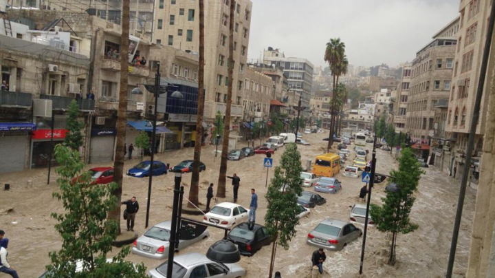 Downtown Amman during flood